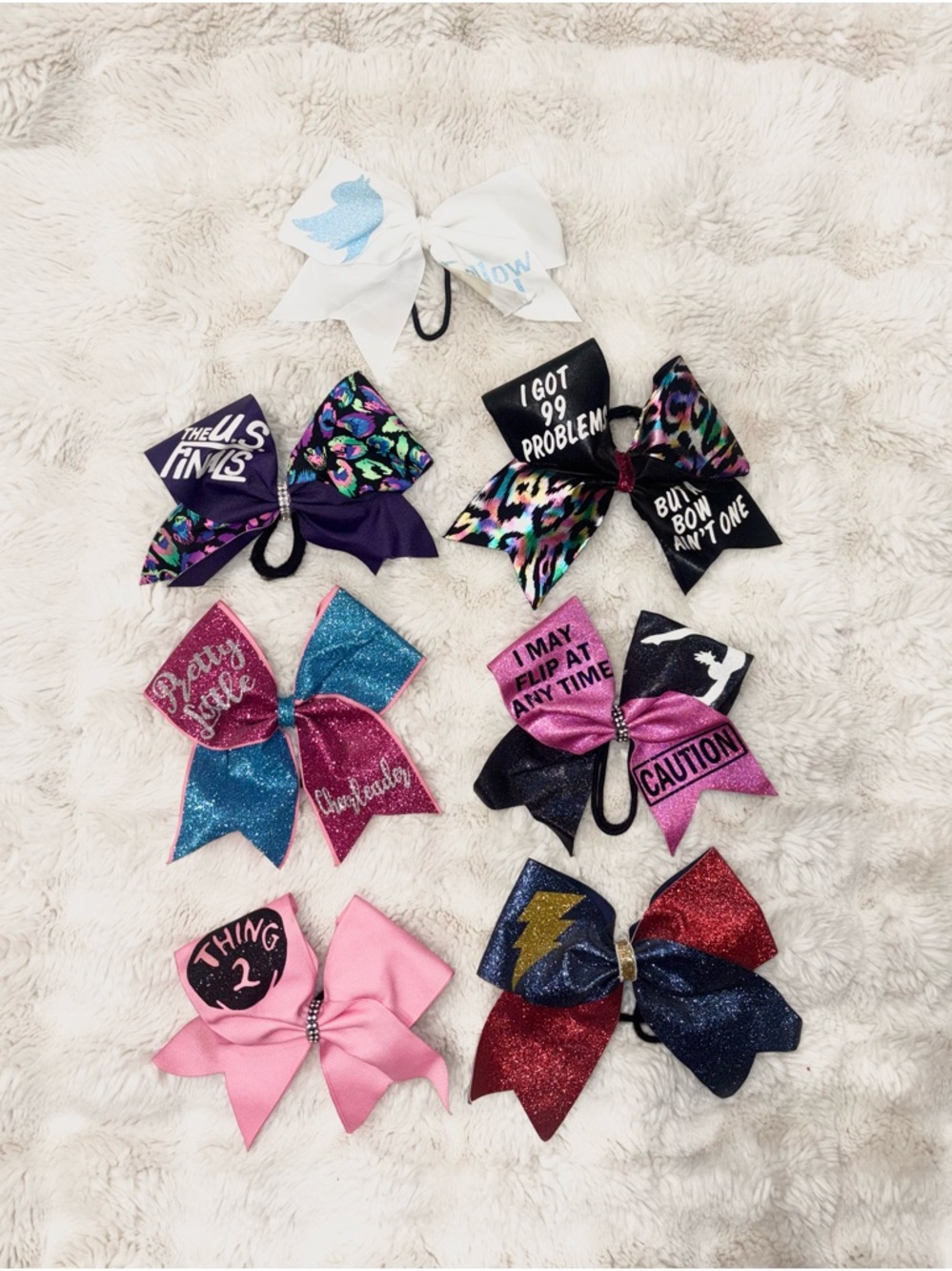 Assorted Cheer Hair Bows - Multi Color Glitter & Printed Styles